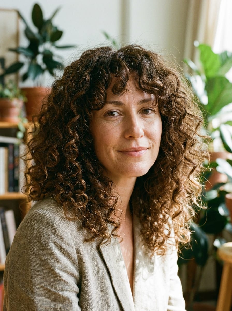 Lange Locken mit Curtain Bangs - Locken Frisur für lange Haare